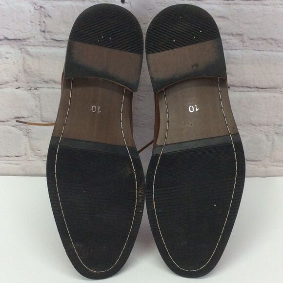 David Stone Oxford Shoes Men's Sz 10 Brown Lace Up Business Casual Vegan Leather - Picture 10 of 11